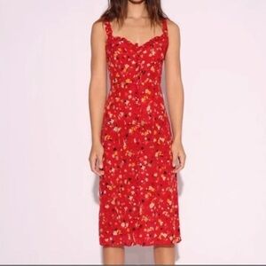 Realisation Par Juliet Rouge Fleur Silk Floral Midi Dress size L